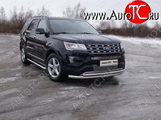 26 699 р. Защита передняя нижняя двойная 76,1*50,8 мм Тюнинг Ford Explorer U502 1-ый рестайлинг, 5 дв. (2015-2018) (нержавейка)  с доставкой в г. Владивосток