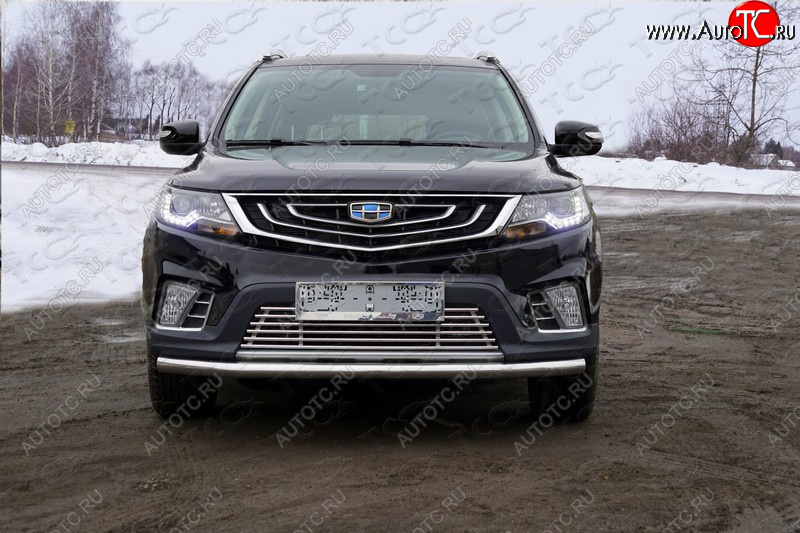 9 349 р. Нижняя декоративная вставка в бампер ТСС Тюнинг  Geely Emgrand X7 (2019-2021) 2-ой рестайлинг (d 12 мм)  с доставкой в г. Владивосток