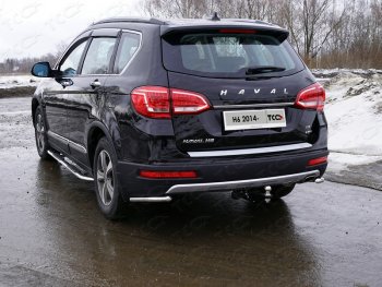 Защита заднего бампера (уголки, d42,4 мм) TCC Haval (Хавал) H6 (Н6) (2013-2020)