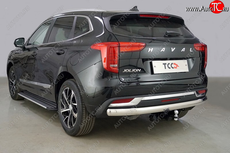 21 499 р. Защита заднего бампера (1.5 2WD, овальная, d75х42 мм) TCC Haval Jolion дорестайлинг (2020-2024)  с доставкой в г. Владивосток