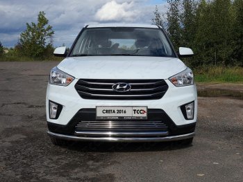 5 449 р. Декоративная вставка в бампер ТСС Тюнинг  Hyundai Creta  GS (2015-2021) дорестайлинг, рестайлинг (d 12 мм)  с доставкой в г. Владивосток. Увеличить фотографию 1