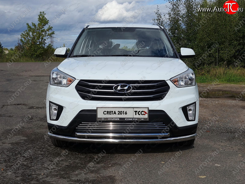 5 449 р. Декоративная вставка в бампер ТСС Тюнинг  Hyundai Creta  GS (2015-2021) дорестайлинг, рестайлинг (d 12 мм)  с доставкой в г. Владивосток