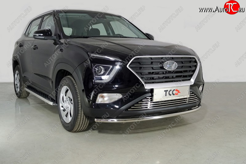 18 399 р. Защита переднего бампера нижняя d42,4 мм ТСС Тюнинг  Hyundai Creta  SU (2020-2022) (нержавейка)  с доставкой в г. Владивосток