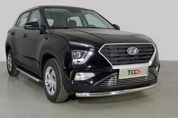 21 599 р. Защита переднего бампера нижняя d60,3 мм ТСС Тюнинг  Hyundai Creta  SU (2020-2022) (нержавейка)  с доставкой в г. Владивосток. Увеличить фотографию 1