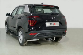 Защита заднего бампера (уголки, d42,4 мм) TCC Hyundai (Хюндаи) Creta (Крета)  SU (2020-2022) SU