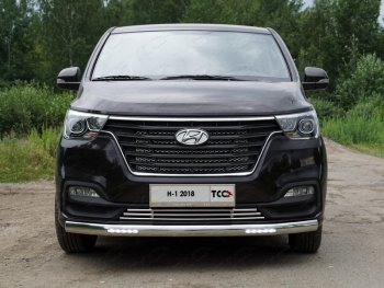 Защита передняя нижняя овальная с ДХО 75х42 мм ТСС Тюнинг Hyundai Starex/Grand Starex/H1 TQ 2-ой рестайлинг (2017-2022)  (нержавейка)