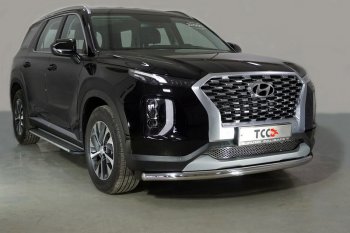 22 999 р. Защита переднего бампера нижняя d60,3 мм ТСС Тюнинг  Hyundai Palisade  LX2 (2018-2022) (нержавейка)  с доставкой в г. Владивосток. Увеличить фотографию 1