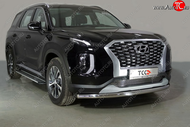 22 999 р. Защита переднего бампера нижняя d60,3 мм ТСС Тюнинг  Hyundai Palisade  LX2 (2018-2022) (нержавейка)  с доставкой в г. Владивосток