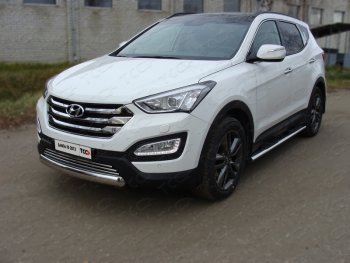 16 849 р. Защита переднего бампера овальная короткая 75х42 мм ТСС тюнинг  Hyundai Santa Fe  DM (2012-2016) дорестайлинг (нержавейка)  с доставкой в г. Владивосток. Увеличить фотографию 1