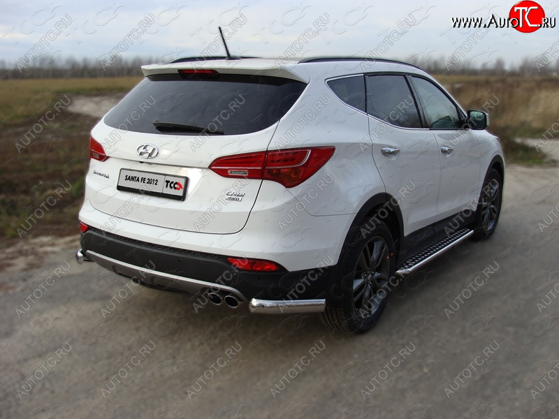 13 499 р. Защита заднего бампера (уголки, d75х42 мм) TCC Hyundai Santa Fe DM дорестайлинг (2012-2016)  с доставкой в г. Владивосток