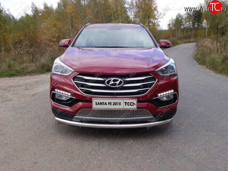 16 899 р. Защита переднего бампера нижняя d60,3 мм ТСС Тюнинг Hyundai Santa Fe DM рестайлинг (2015-2019) (нержавейка)  с доставкой в г. Владивосток