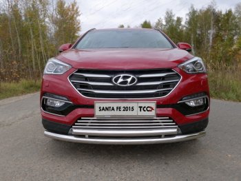 9 349 р. Декоративная вставка переднего бампера (Premium) ТСС Тюнинг  Hyundai Santa Fe  DM (2015-2019) рестайлинг (d 16 мм)  с доставкой в г. Владивосток. Увеличить фотографию 1