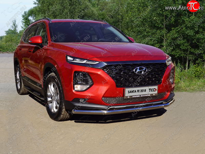 18 699 р. Защита переднего бампера нижняя d60,3 мм ТСС Тюнинг Hyundai Santa Fe TM дорестайлинг (2018-2021) (нержавейка)  с доставкой в г. Владивосток