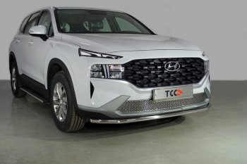 Защита переднего бампера нижняя d42,4 мм ТСС Тюнинг Hyundai (Хюндаи) Santa Fe (Санта)  TM (2020-2022) TM рестайлинг  (нержавейка)