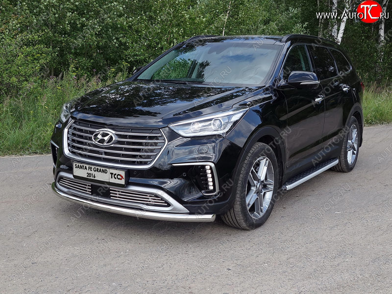 14 999 р. Защита переднего бампера нижняя d60,3 мм ТСС Тюнинг  Hyundai Grand Santa Fe  1 DM (2016-2018) рестайлинг (нержавейка)  с доставкой в г. Владивосток