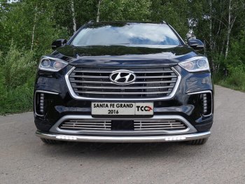 35 849 р. Защита переднего бампера нижняя с ДХО 60,3 мм ТСС Тюнинг  Hyundai Grand Santa Fe  1 DM (2016-2018) рестайлинг (нержавейка)  с доставкой в г. Владивосток. Увеличить фотографию 1