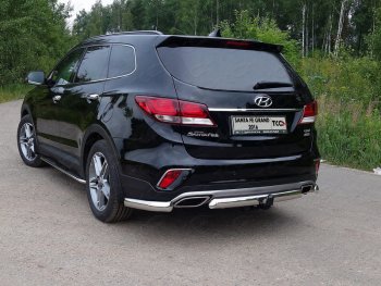 Защита задняя (уголки овальные, нержавейка 75х42 мм) ТСС Тюнинг Hyundai (Хюндаи) Santa Fe (Санта)  DM (2015-2019) DM рестайлинг ()