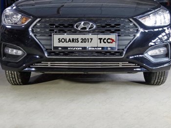 Нижняя декоративная вставка в бампер ТСС Тюнинг Hyundai Solaris HCR седан дорестайлинг (2017-2020) ()