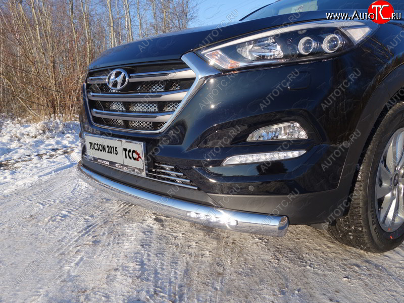 43 849 р. Защита передняя нижняя овальная с ДХО 75х42 мм ТСС Тюнинг Hyundai Tucson TL дорестайлинг (2015-2018) (нержавейка)  с доставкой в г. Владивосток