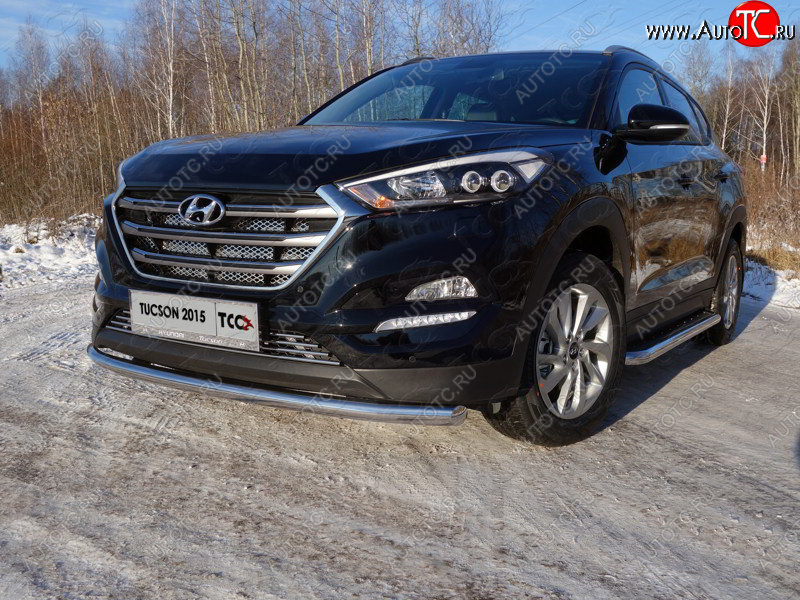 17 999 р. Защита переднего бампера нижняя d60,3 мм ТСС Тюнинг Hyundai Tucson TL дорестайлинг (2015-2018) (нержавейка)  с доставкой в г. Владивосток