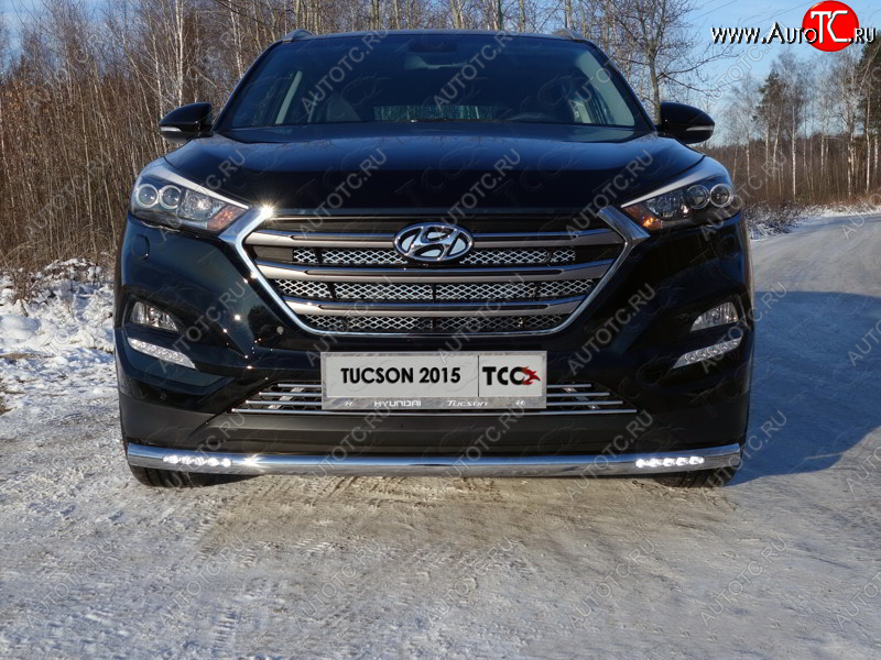 37 649 р. Защита переднего бампера нижняя с ДХО 60,3 мм ТСС Тюнинг Hyundai Tucson TL дорестайлинг (2015-2018) (нержавейка)  с доставкой в г. Владивосток