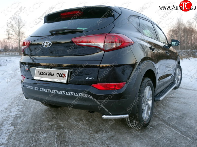 12 299 р. Защита заднего бампера (уголки, d42,4 мм) TCC  Hyundai Tucson  TL (2015-2018) дорестайлинг  с доставкой в г. Владивосток