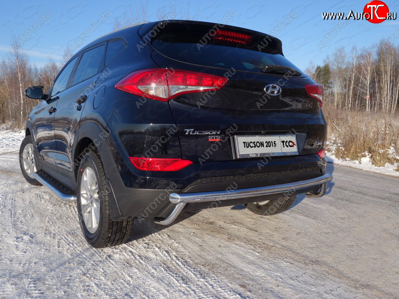 24 949 р. Защита задняя (нержавейка 60,3*42,4 мм) ТСС Тюнинг Hyundai Tucson TL дорестайлинг (2015-2018)  с доставкой в г. Владивосток