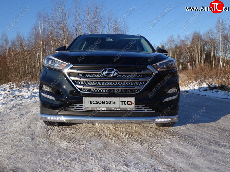 5 449 р. Декоративная вставка в бампер ТСС Тюнинг  Hyundai Tucson  TL (2015-2018) дорестайлинг (d 12 мм)  с доставкой в г. Владивосток