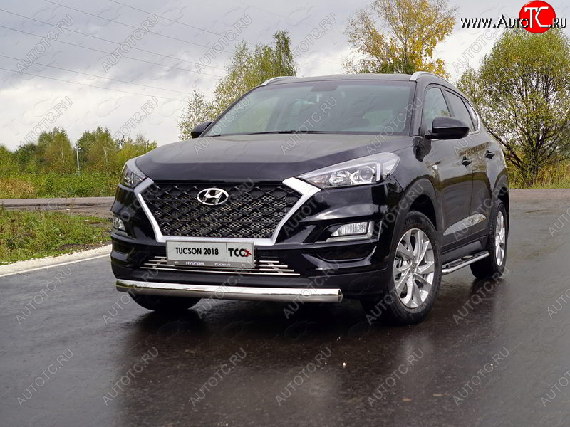 21 899 р. Защита переднего бампера овальная 75х42 мм ТСС Тюнинг Hyundai Tucson TL рестайлинг (2018-2021) (нержавейка)  с доставкой в г. Владивосток