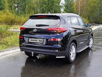 Защита заднего бампера (уголки, d42,4 мм) TCC Hyundai (Хюндаи) Tucson (Туссон)  TL (2018-2021) TL рестайлинг