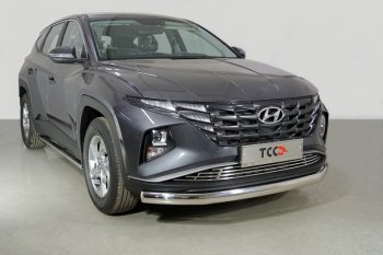 24 999 р. Защита переднего бампера нижняя овальная 75х42 мм ТСС Тюнинг  Hyundai Tucson  NX4 (2020-2022) (нержавейка)  с доставкой в г. Владивосток. Увеличить фотографию 1