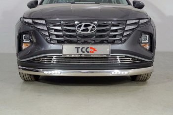 43 699 р. Защита передняя нижняя овальная с ДХО 75х42 мм ТСС Тюнинг  Hyundai Tucson  NX4 (2020-2022) (нержавейка)  с доставкой в г. Владивосток. Увеличить фотографию 1