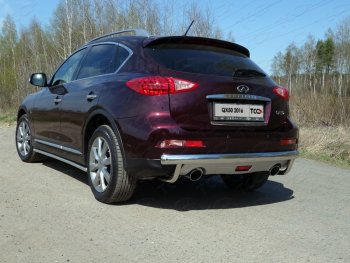 Защита задняя (центральная, нержавейка d75*42,4 мм) ТСС Тюнинг INFINITI Qx50 J50 рестайлинг (2015-2018)  (центральная)