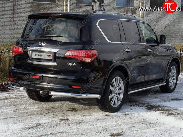 30 999 р. Защита задняя (уголки, нержавейка 76,1 мм) ТСС Тюнинг  INFINITI QX56  Z62 (2010-2013)  с доставкой в г. Владивосток