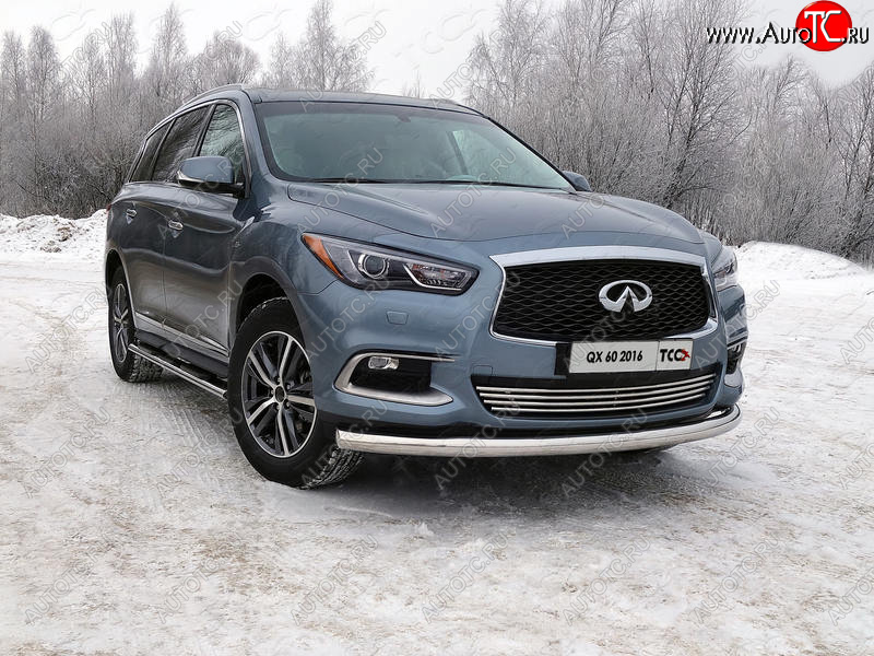 22 599 р. Защита переднего бампера нижняя d76,1 мм ТСС Тюнинг  INFINITI QX60  L50 (2016-2021) рестайлинг (нержавейка)  с доставкой в г. Владивосток