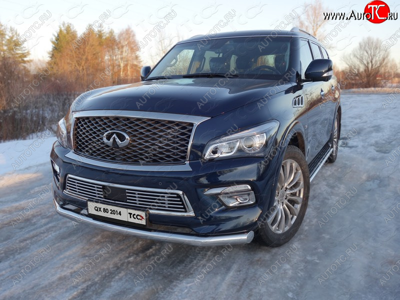 27 999 р. Защита переднего бампера нижняя d76,1 мм ТСС Тюнинг  INFINITI QX80  Z62 (2014-2018) 1-ый рестайлинг (нержавейка)  с доставкой в г. Владивосток