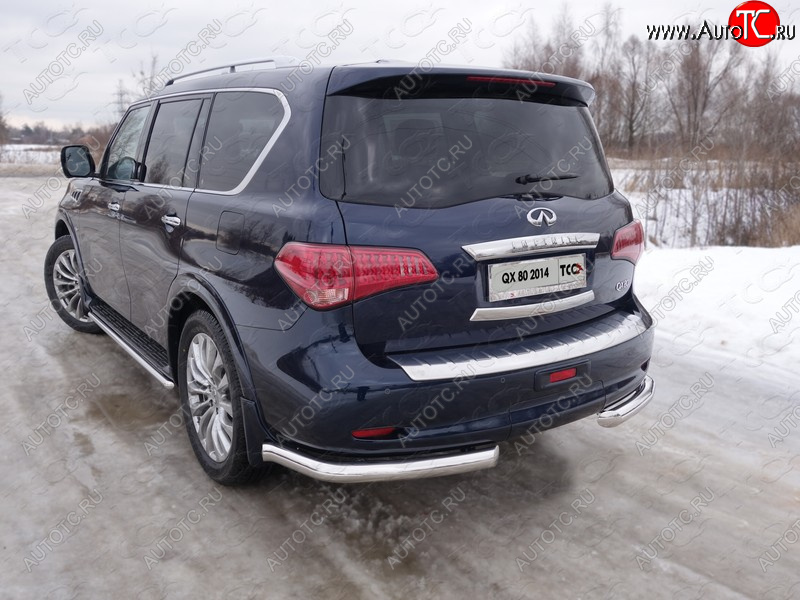 30 999 р. Защита задняя (уголки, нержавейка 76,1 мм) ТСС Тюнинг INFINITI QX80 Z62 1-ый рестайлинг (2014-2018)  с доставкой в г. Владивосток