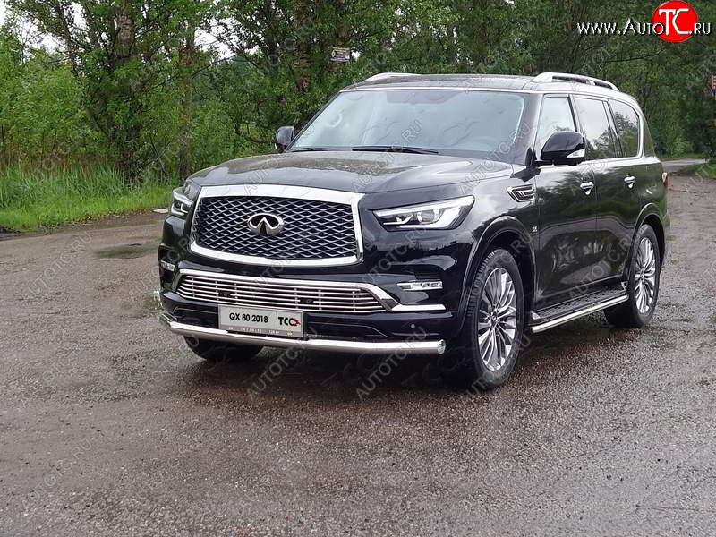 26 699 р. Защита переднего бампера нижняя d76,1 мм ТСС Тюнинг INFINITI QX80 Z62 2-ой рестайлинг (2018-2024) (нержавейка)  с доставкой в г. Владивосток