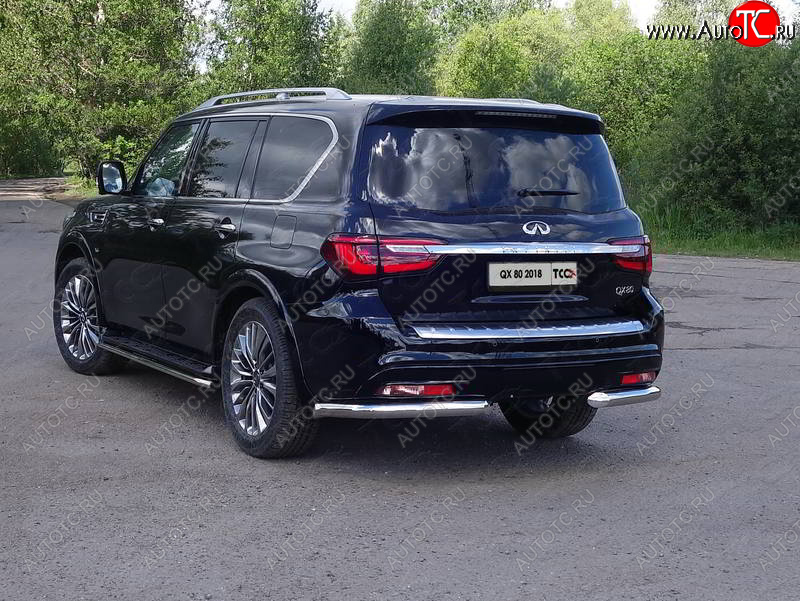 29 999 р. Защита задняя (уголки, нержавейка 76,1 мм) ТСС Тюнинг INFINITI QX80 Z62 2-ой рестайлинг (2018-2024)  с доставкой в г. Владивосток