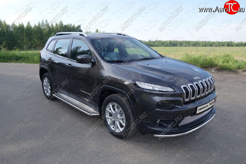 18 699 р. Защита переднего бампера нижняя d60,3 мм ТСС Тюнинг Jeep Cherokee KL дорестайлинг (2014-2017) (нержавейка)  с доставкой в г. Владивосток