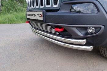 10 799 р. Декоративная вставка переднего бампера (Trailhawk) ТСС Тюнинг  Jeep Cherokee  KL (2014-2017) дорестайлинг (d 12 мм)  с доставкой в г. Владивосток. Увеличить фотографию 1