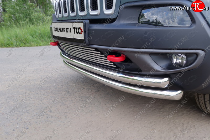 10 799 р. Декоративная вставка переднего бампера (Trailhawk) ТСС Тюнинг  Jeep Cherokee  KL (2014-2017) дорестайлинг (d 12 мм)  с доставкой в г. Владивосток