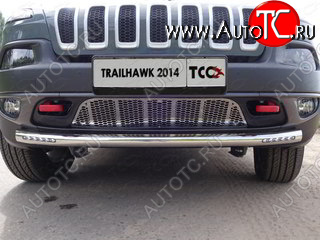 38 949 р. Защита переднего бампера (Trailhawk, 60,3 мм ДХО) ТСС Тюнинг  Jeep Cherokee  KL (2014-2017) дорестайлинг (нержавейка)  с доставкой в г. Владивосток