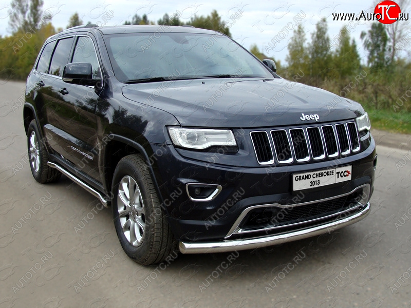 20 999 р. Защита переднего бампера нижняя d76,1 мм ТСС Тюнинг  Jeep Grand Cherokee  WK2 (2013-2018) 1-ый рестайлинг (нержавейка)  с доставкой в г. Владивосток