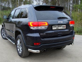 Защита задняя (уголки овальные, нержавейка 75х42 мм) ТСС Тюнинг Jeep Grand Cherokee WK2 1-ый рестайлинг (2013-2018)  (уголки овальные)