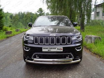 32 749 р. Защита передняя нижняя двойная 76,1*75 мм Тюнинг  Jeep Grand Cherokee  WK2 (2017-2022) 2-ой рестайлинг (нержавейка)  с доставкой в г. Владивосток. Увеличить фотографию 1