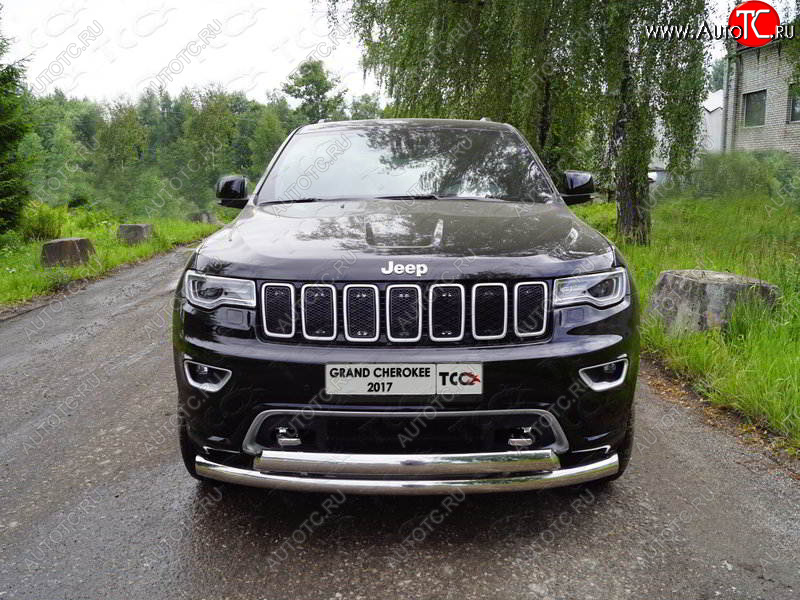 32 749 р. Защита передняя нижняя двойная 76,1*75 мм Тюнинг  Jeep Grand Cherokee  WK2 (2017-2022) 2-ой рестайлинг (нержавейка)  с доставкой в г. Владивосток