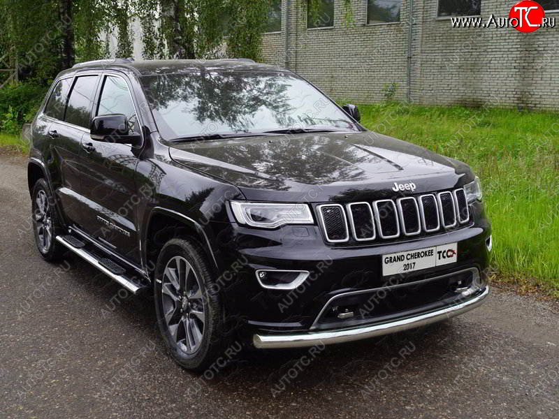 22 999 р. Защита переднего бампера нижняя d76,1 мм ТСС Тюнинг  Jeep Grand Cherokee  WK2 (2017-2022) 2-ой рестайлинг (нержавейка)  с доставкой в г. Владивосток