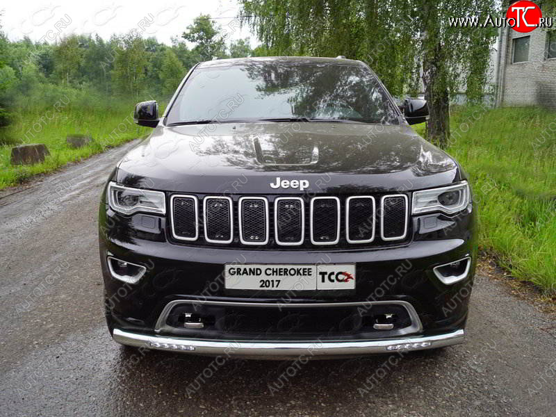 39 999 р. Защита переднего бампера нижняя с ДХО 76,1 мм ТСС Тюнинг  Jeep Grand Cherokee  WK2 (2017-2022) 2-ой рестайлинг (нержавейка)  с доставкой в г. Владивосток