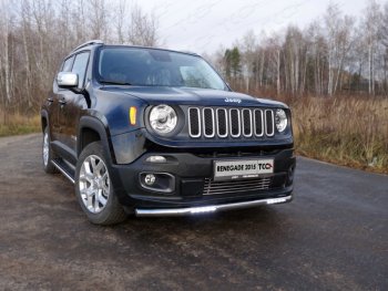 Защита переднего бампера нижняя с ДХО 60,3 мм ТСС Тюнинг Jeep Renegade (2015-2024)  (нержавейка)